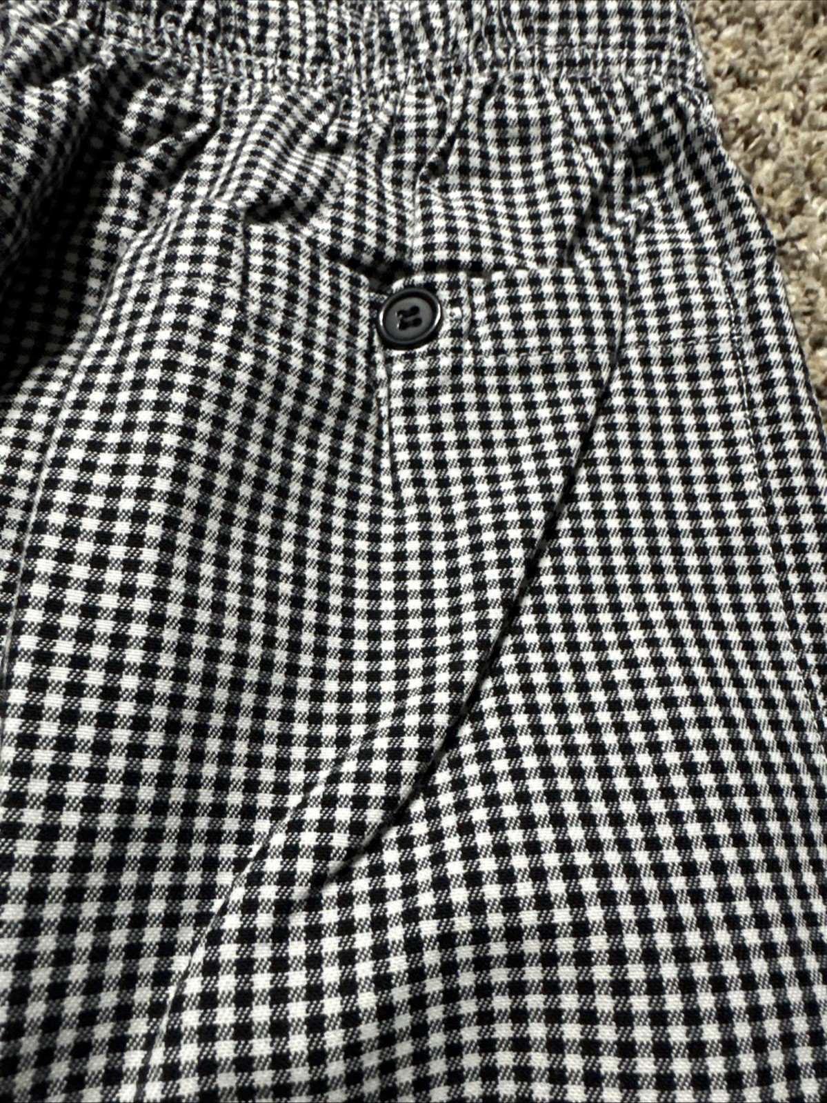 Unisex Black & White Checkered Drawstring Chef Works Kitchen Restaurant Pants XS