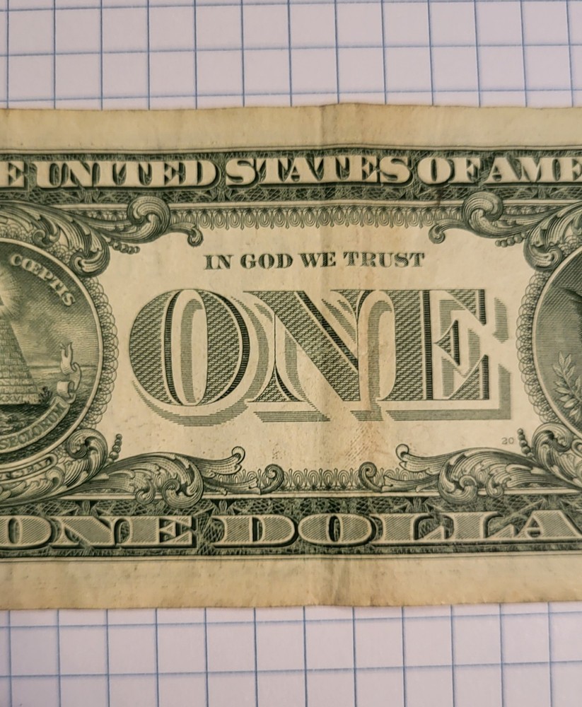 $1 ONE US DOLLAR BILL NOTE MISCUT MISALIGNED OFF CENTER ERROR FANCY SERIAL #