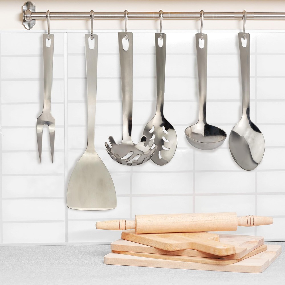 Darware Complete Serving Set (6-Piece, Silver); w/Pasta Server, Fork, Slotted Sp
