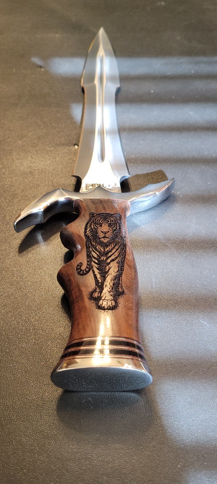 Impact Cutlery Custom D2 Steel Dagger Knife Engraved Rosewood Handle- 2402