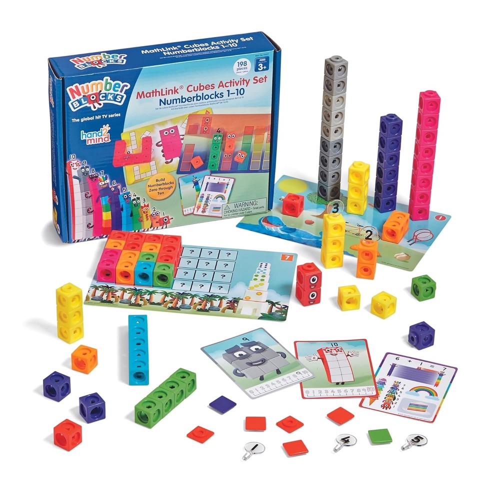 hand2mind MathLink Cubes Numberblocks 1-10 Activity Set 30 Preschool Math