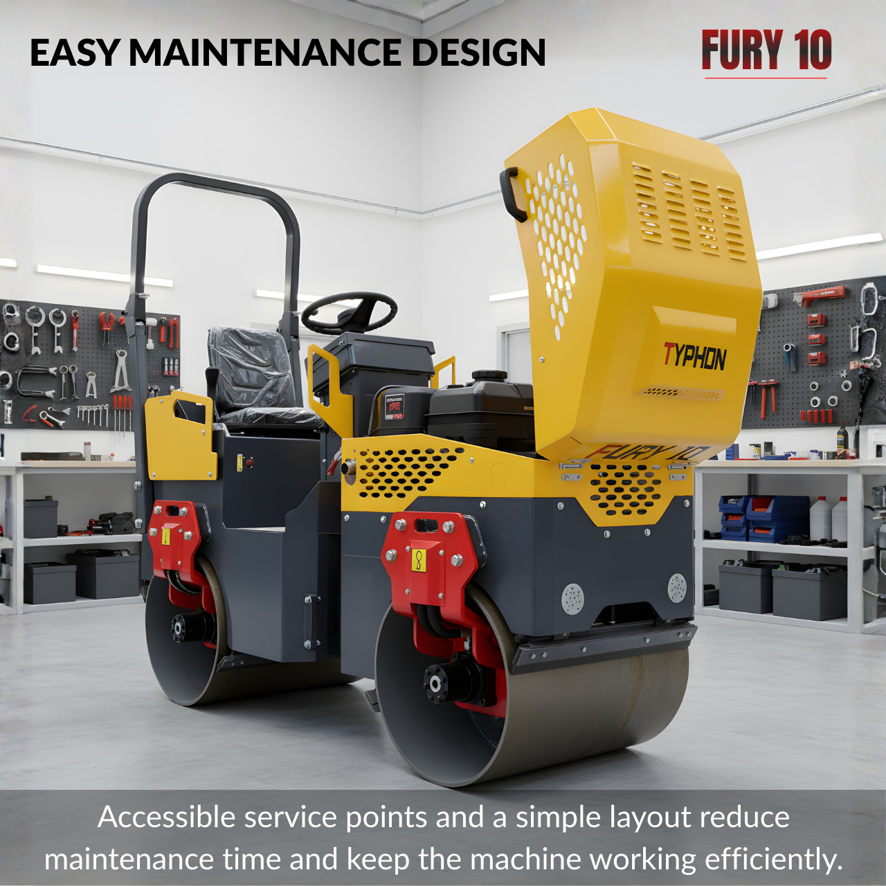 TYPHON Fury 10 Road Roller Compactor 1 Ton B&S 13.5hp Gas Soil Asphalt Rollers