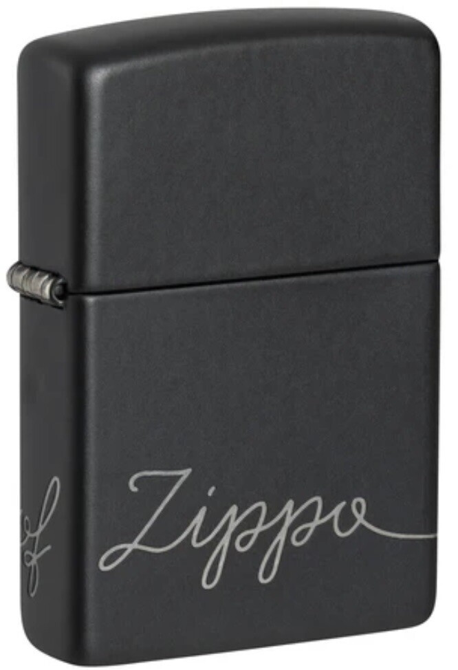 Zippo Windproof Script 48979 Design Black Matte Zippo Lighter NEW