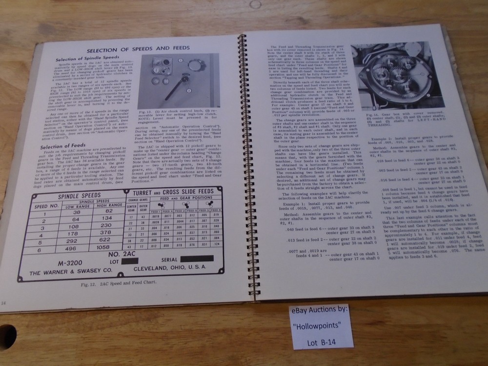 Warney & Swasey 2-AC Operating Instructions Single Spindle Automatic Manual B14