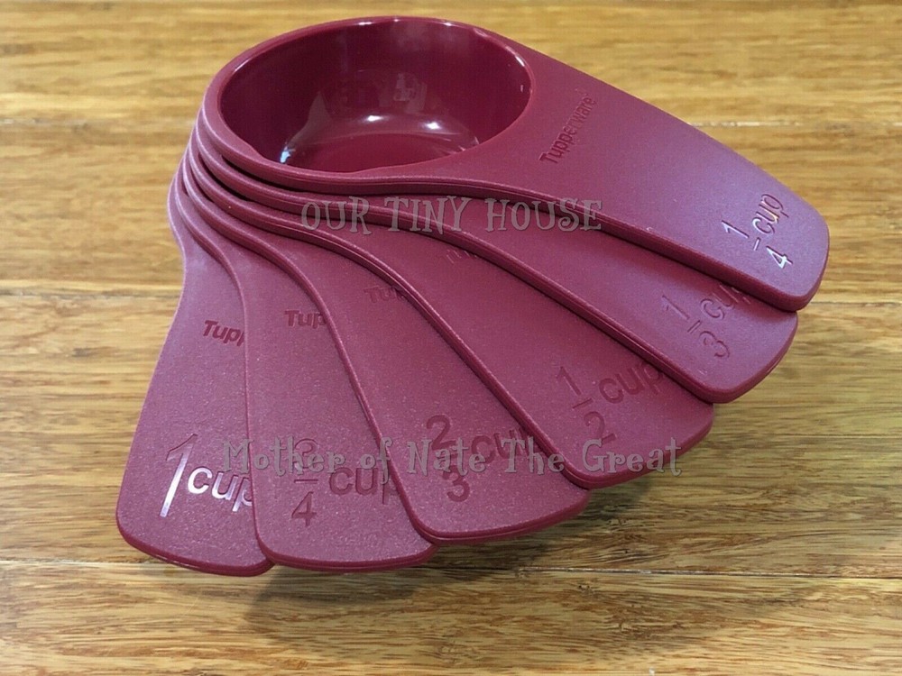 Tupperware Measuring Cups Set 6 Nesting Scoops Vineyard Burgundy Baking Tools