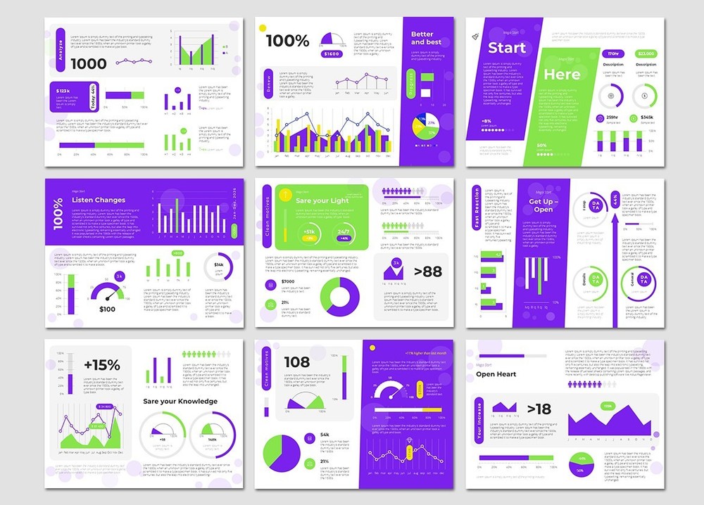 Analyze Data Charts PowerPoint Presentation Template 4:3