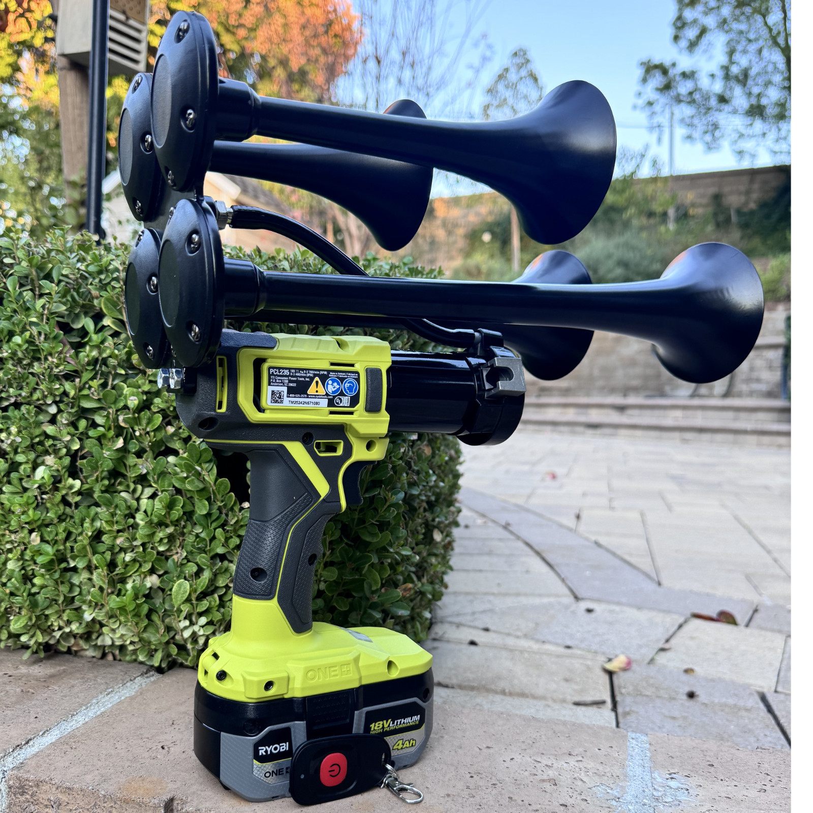 Ryobi 18V Impact Train Horn Quad 4 Trumpet | 2 Remotes | Assembled in USA