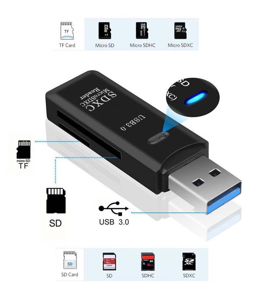 USB 3.0 High Speed Card Reader Adapter for Micro SD SDXC TF T-Flash Memory Card