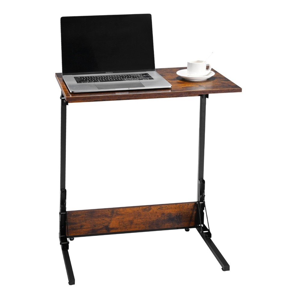 C Table,Folding C Shaped End Table with Metal Frame & Adjustable Feet,Foldable