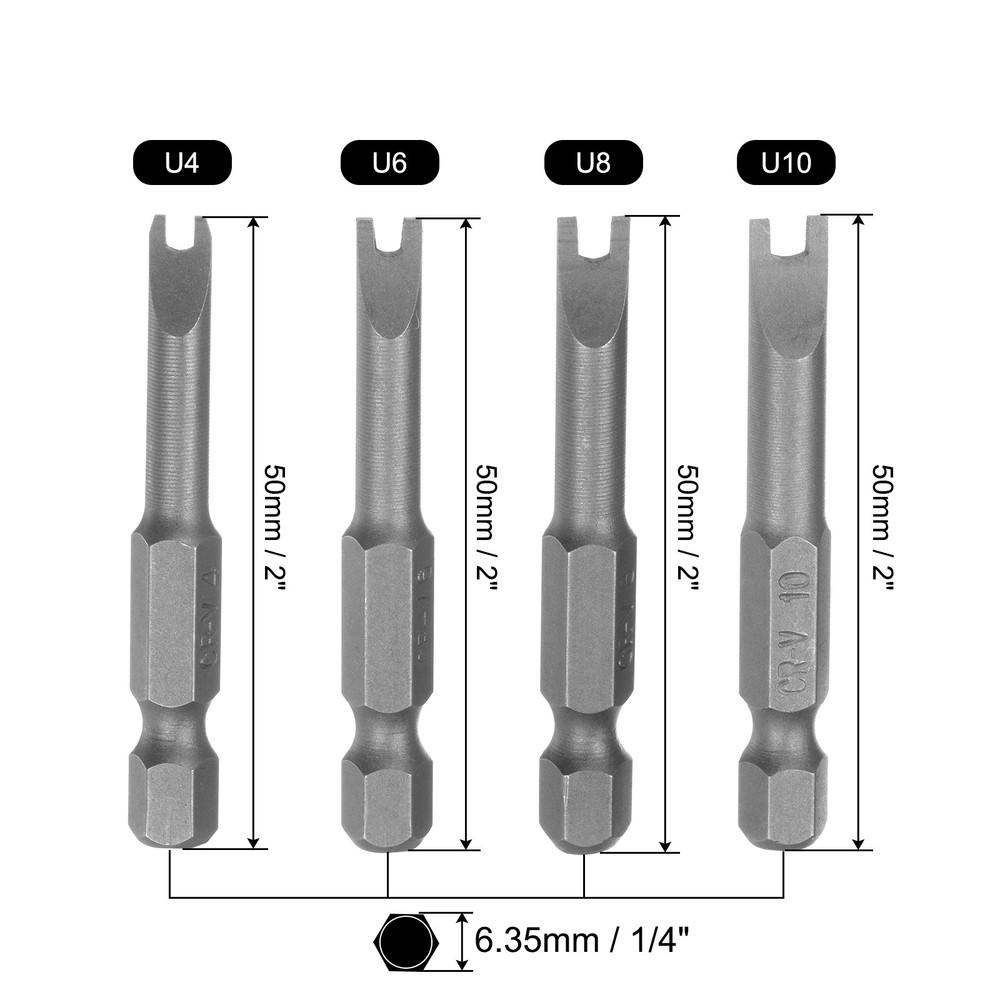 4 Pcs Magnetic U4 U6 U8 U10 Tip U-shaped Spanner Screwdriver Bits Tool