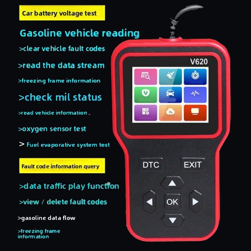 V620 OBD2 Code Reader with Freeze Frame Data Stream MIL Status and Vehicle Info