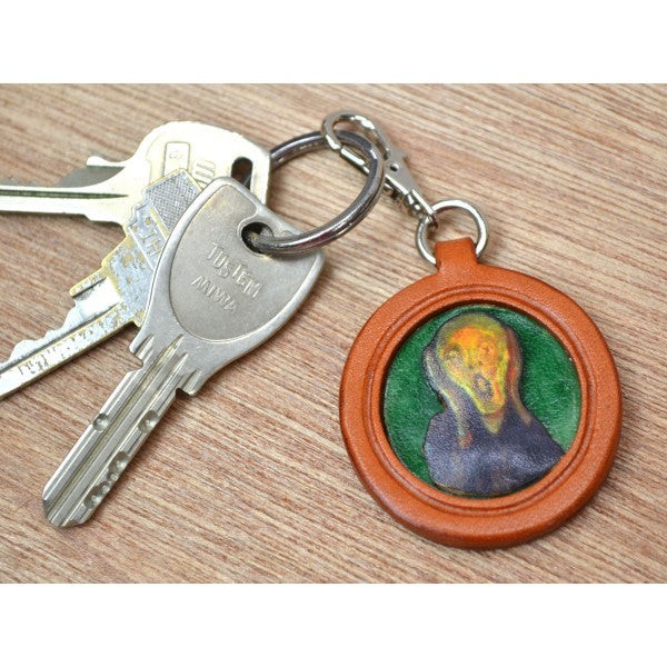 Munch's The Scream Leather plate Keychain