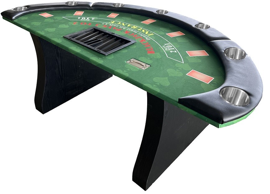 84" Blackjack Table, shaped wooden Legs, cup holders, replaceable armrest &felt