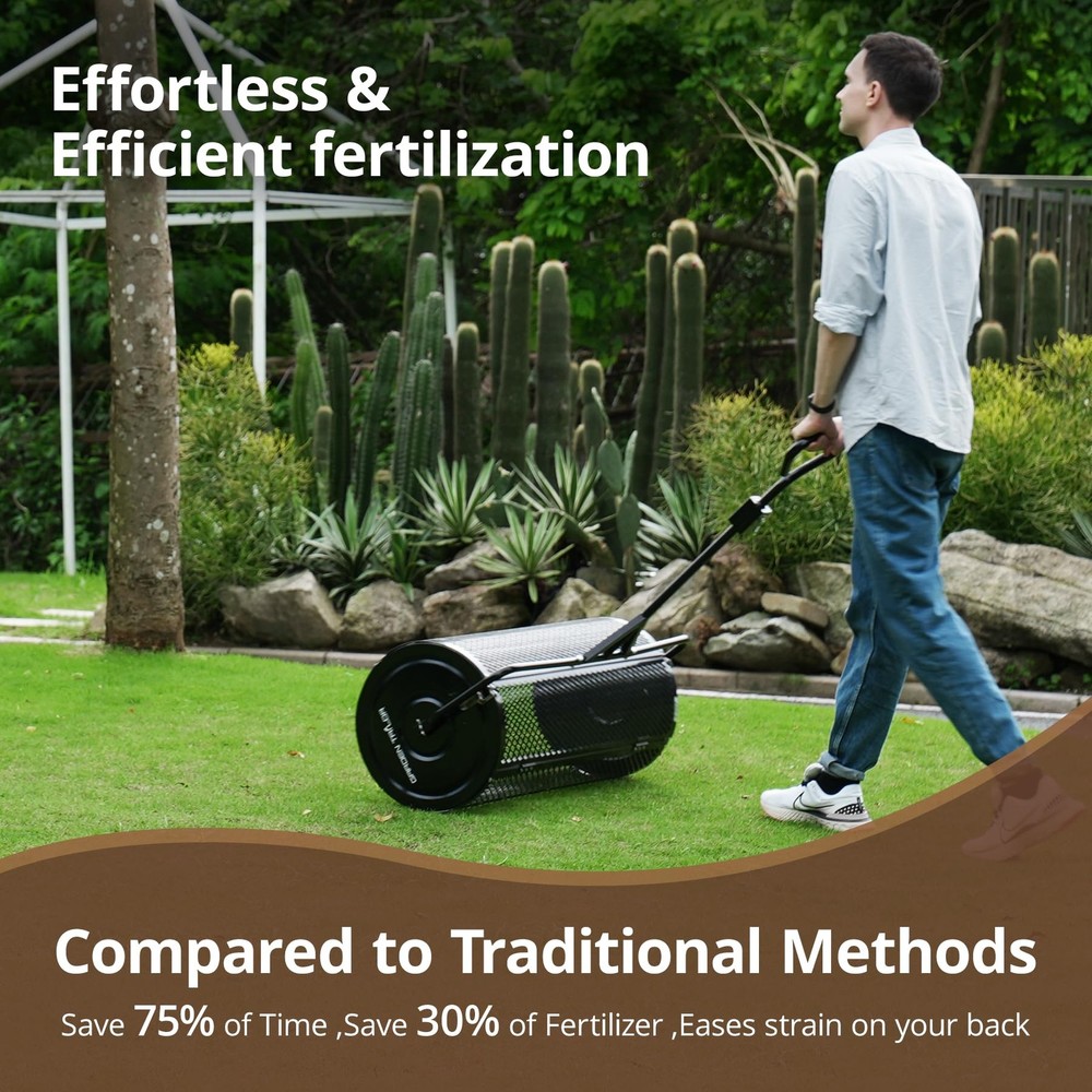 Compost Spreader 36 Inch Towable Peat Moss Spreader with Installation Support...