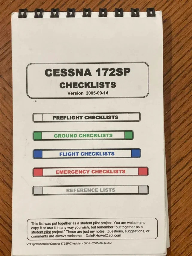 Cessna 172SP checklist