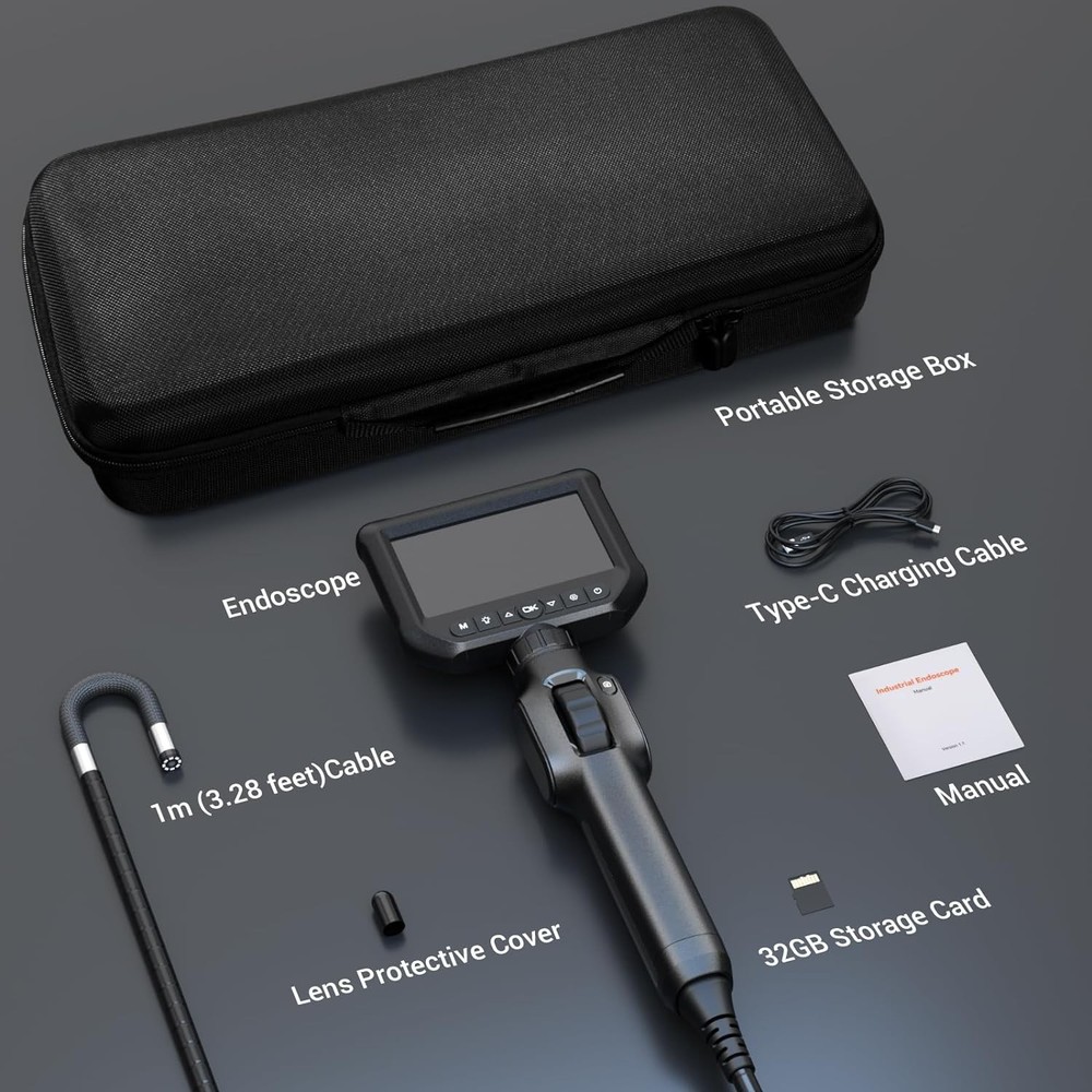 Two-Way Articulating Borescope Camera with LED Light