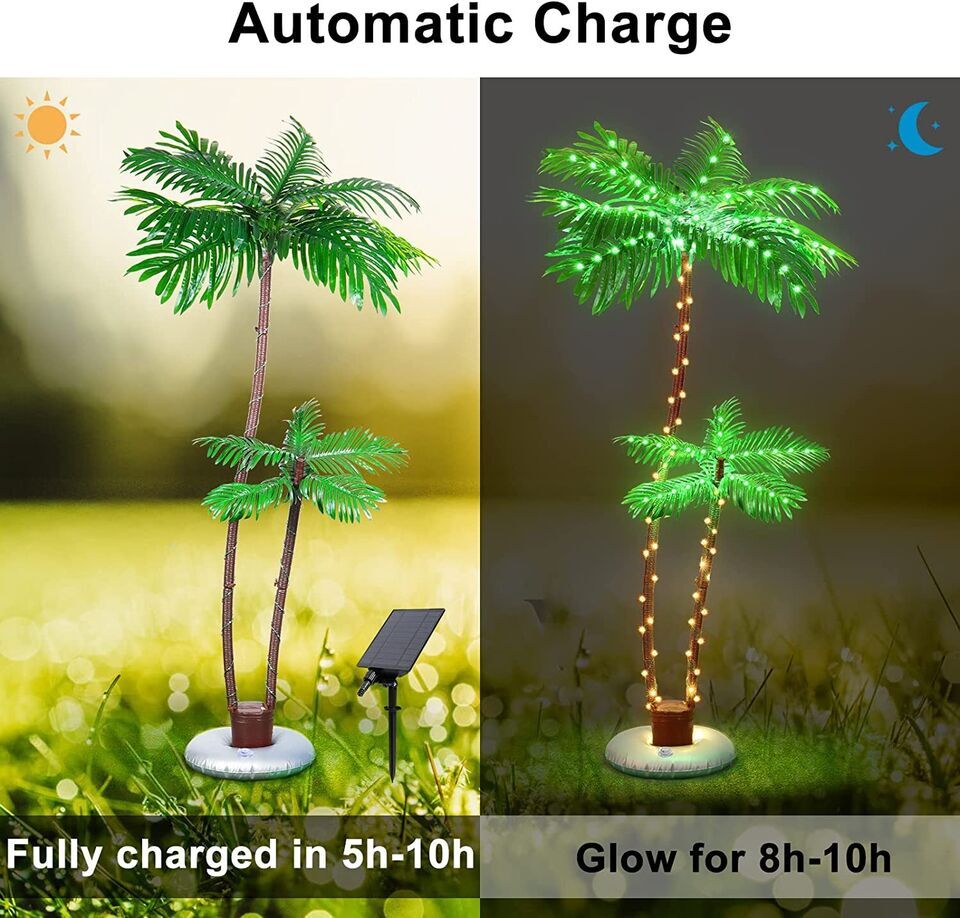 6FT Artificial Lighted Palm Tree Light Up Tree for Outside Patio Bar Indoor