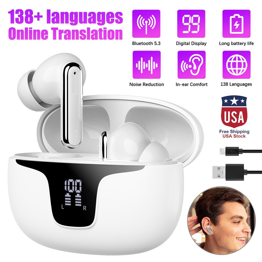 150 Languages Two Way Translator Earbuds Wireless Headphone Bluetooth Headset ——