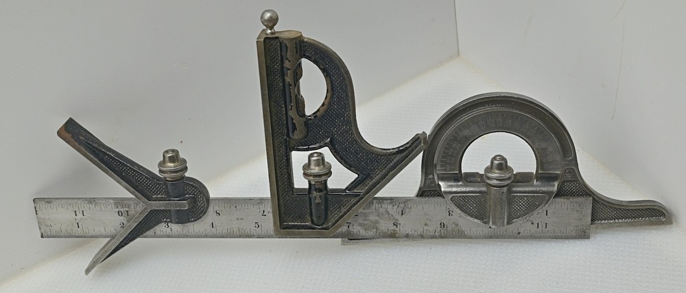 ✨Vintage 12" Starrett Combination Square Center Finding Protractor (INV S067)