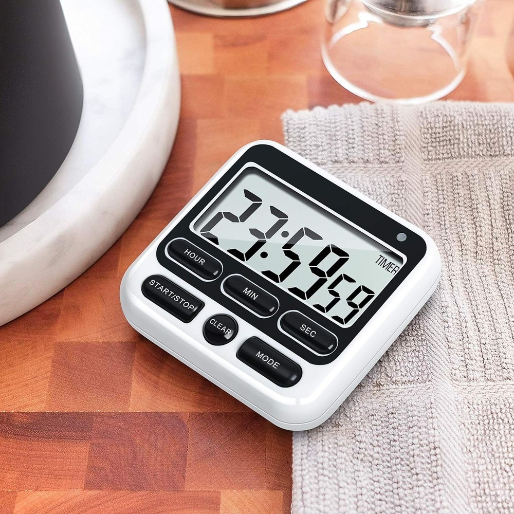 High-Volume & Mute Digital Timer with Memory Function - Stylish Black Design