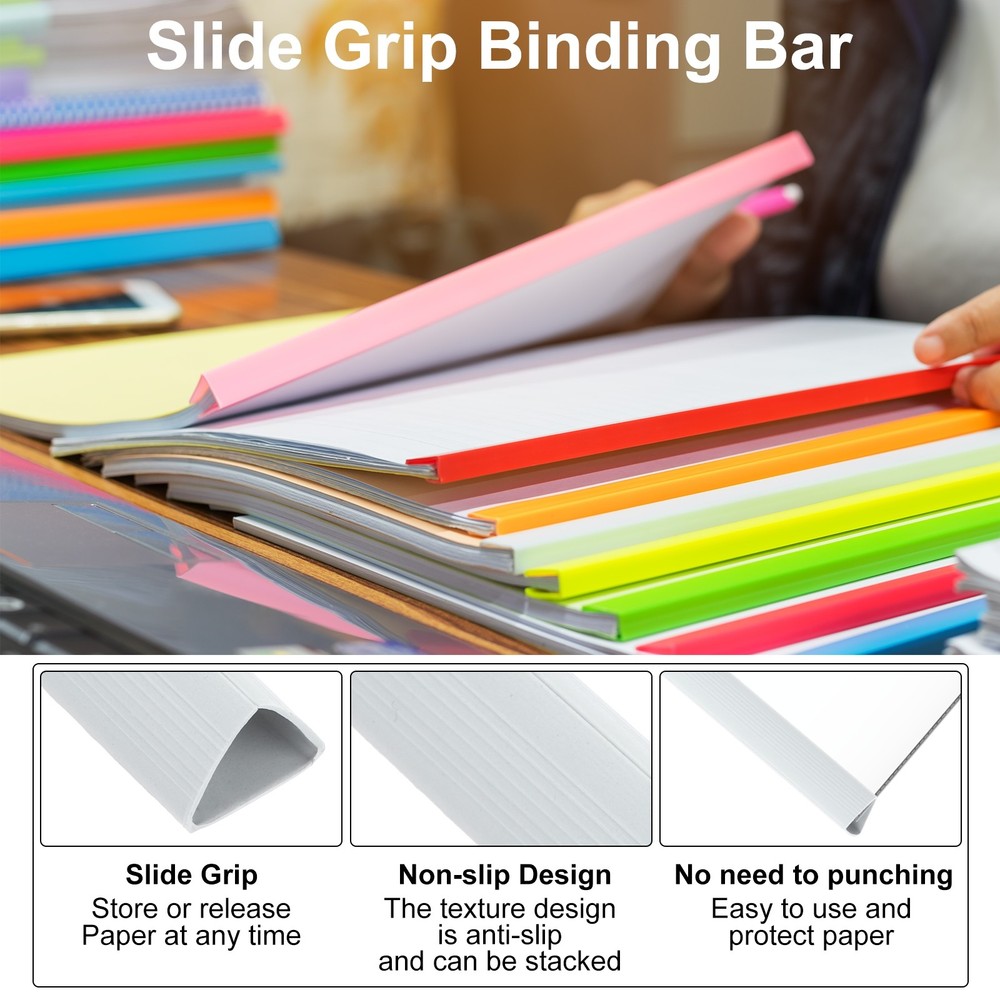 10Pcs Binding Bars, 15mm Binding Bars 120 Sheets Capacity, White