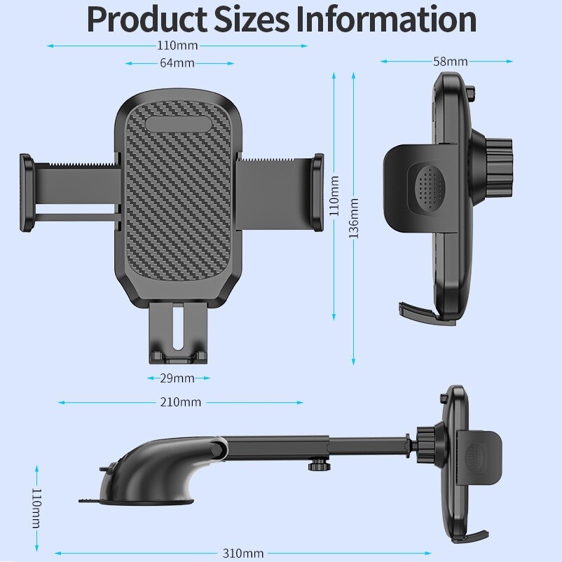 Car Phone Holder Mount Dashboard Windshield Stand For iPhone 14 Pro Max/14 Plus