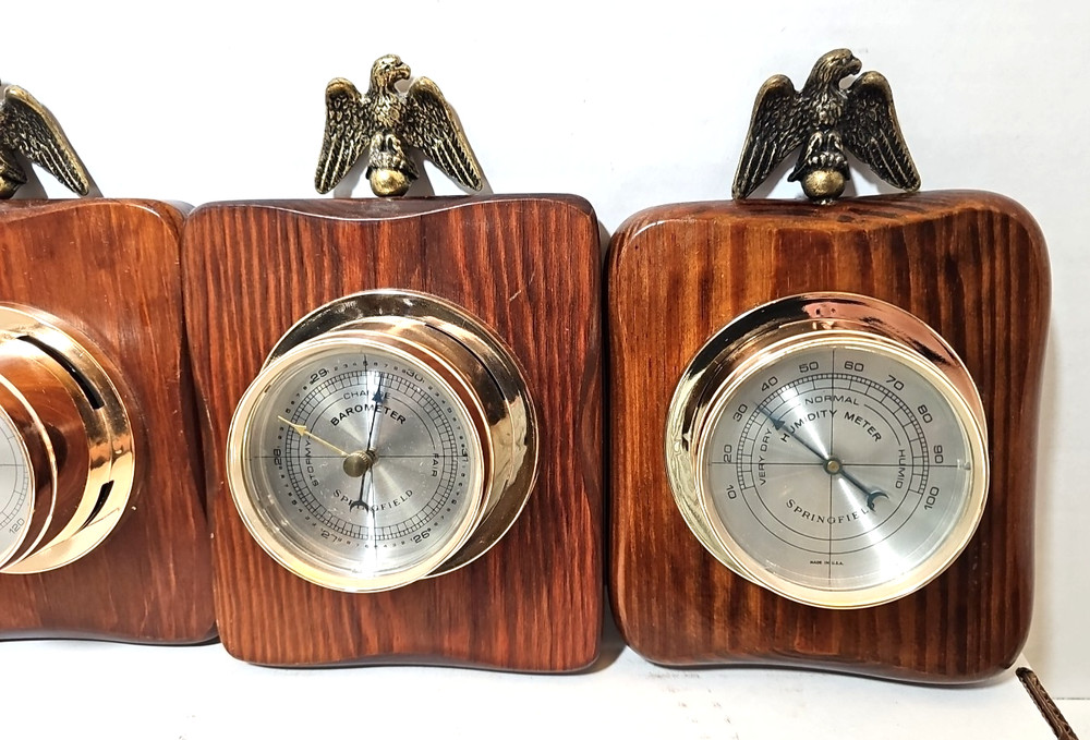 VINTAGE SPRINGFIELD INSTRUMENT - THERMOMETER & HUMIDITY METER & BAROMETER EAGLE