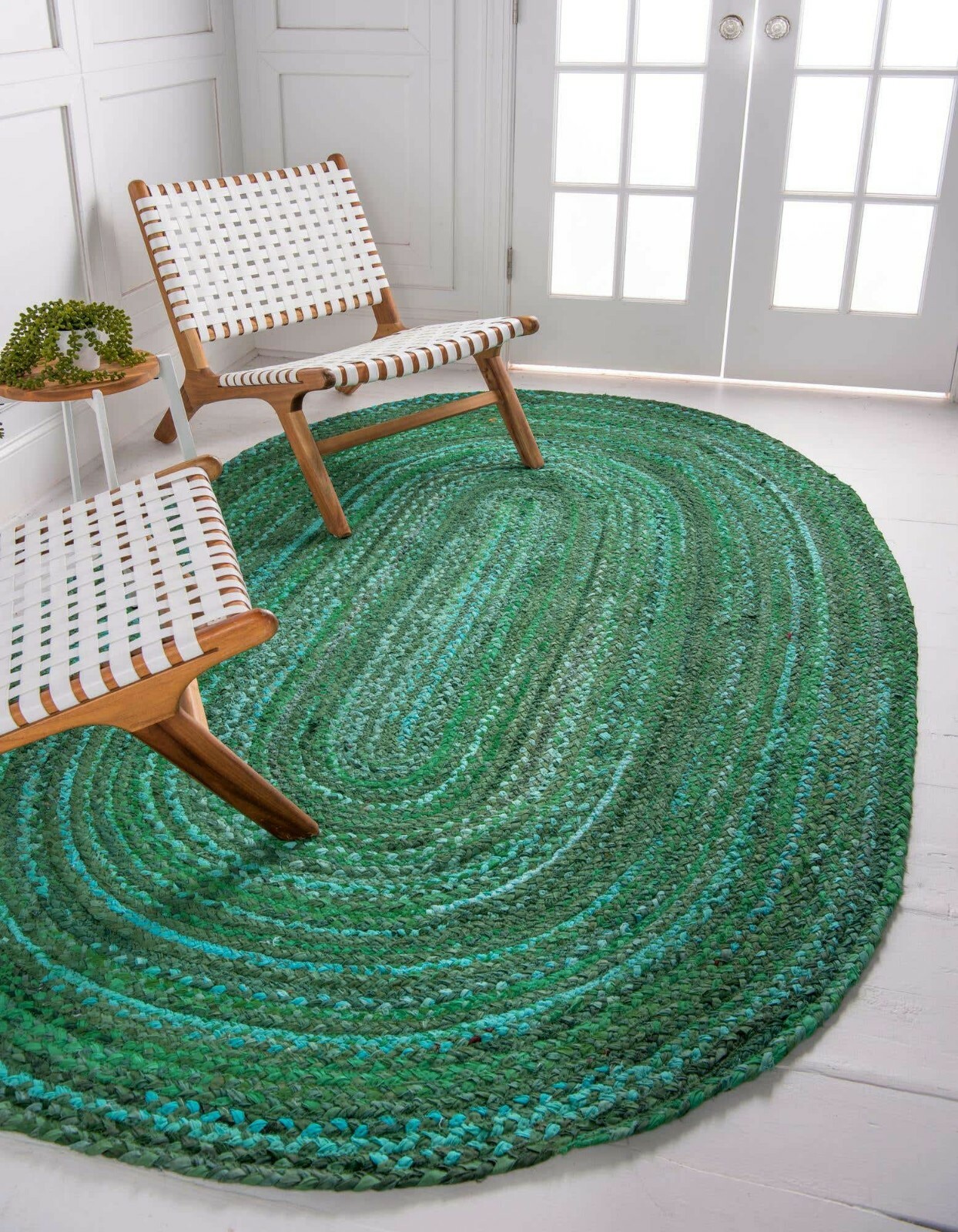 Natural 100% Cotton Braided Style Oval Rug reversible Handmade Area Rugs