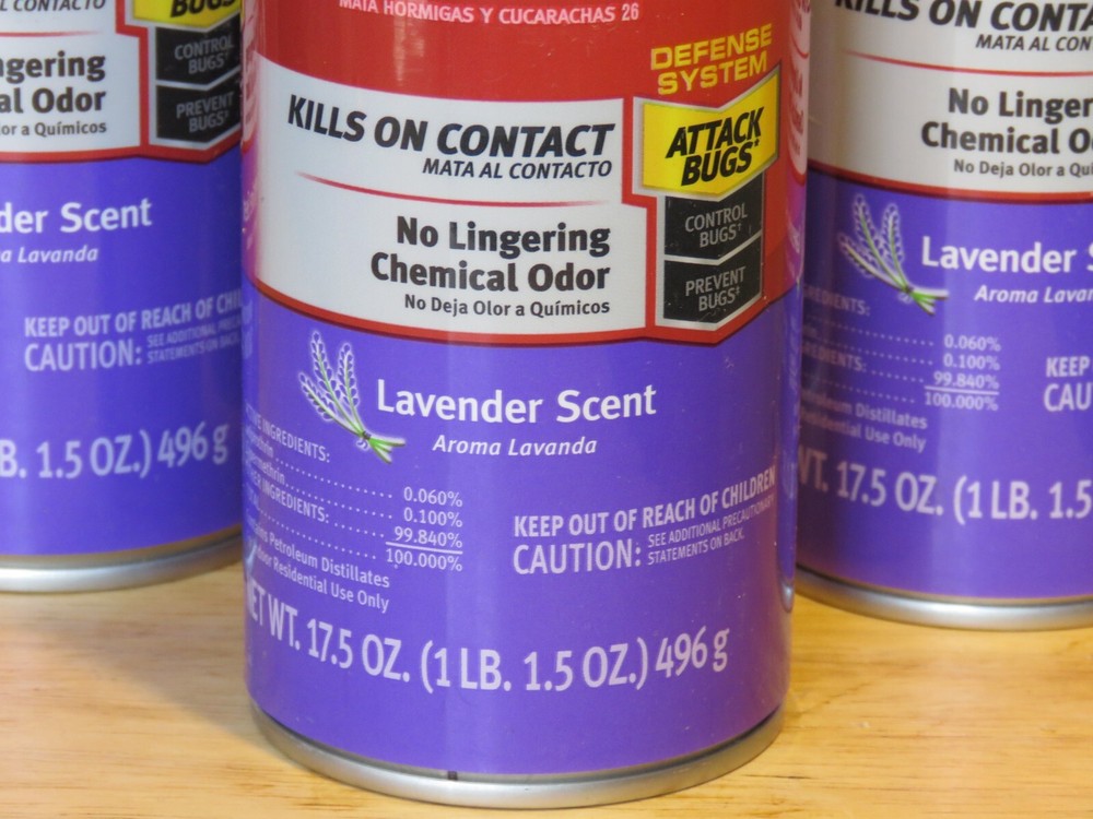 3 Cans Raid Ant & Roach Killer Spray Keeps Killing for Weeks Lavender Scent