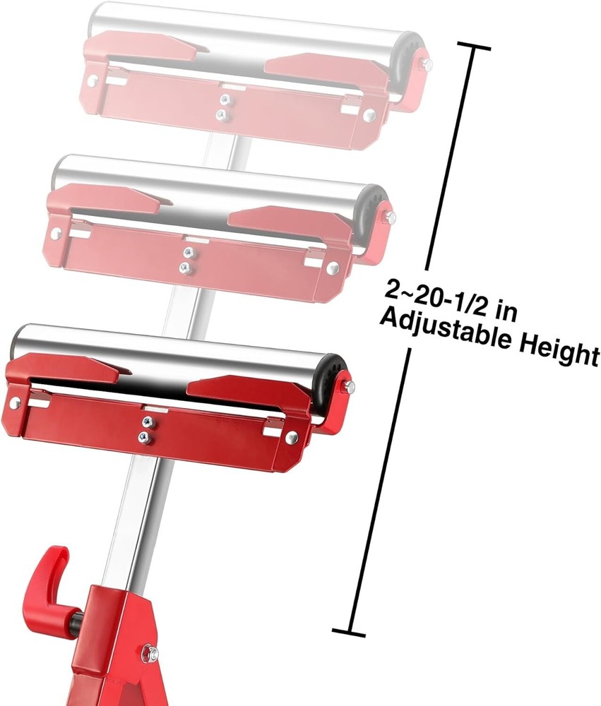 WORKPRO Heavy Duty Folding Roller Stand Height Adjustable 250LB Load Capacity US