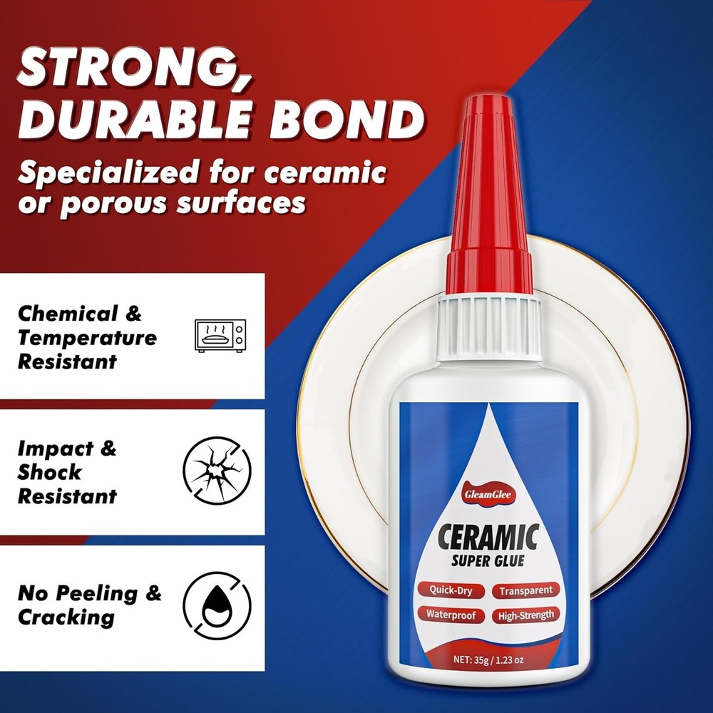 Crack Resistant Ceramic Adhesive with Precision Tip - Effortless 36.5ml Repairs