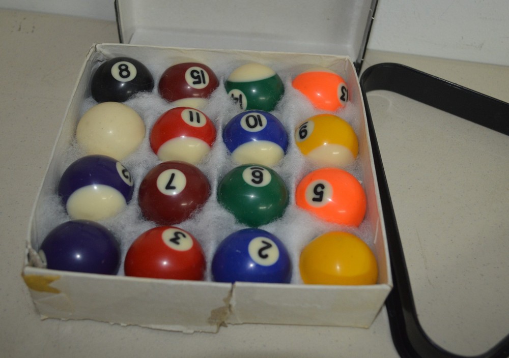 Small 1.5" Pool Ball set and Rack Billiards Complete