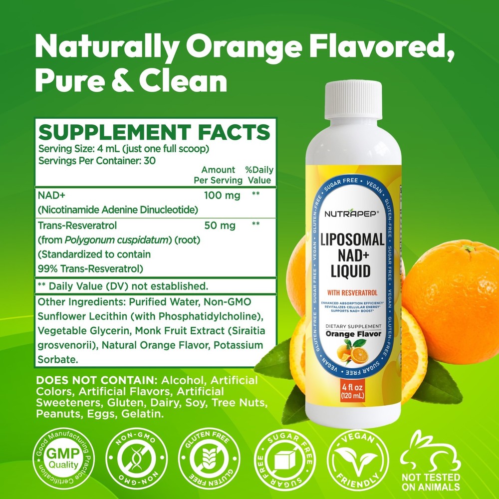 NutraPep NAD+ Liquid Supplement - Liposomal NAD+ Boost
