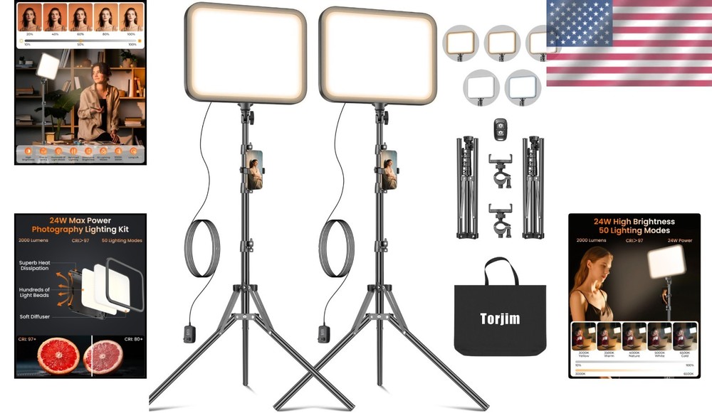 Versatile 12'' LED Studio Light: 5 Modes & Adjustable Brightness for Any Project