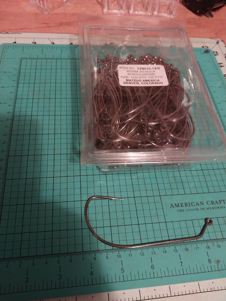 Nos Worm Jig Hooks 50 Hooks Nib 12/0 Nice New