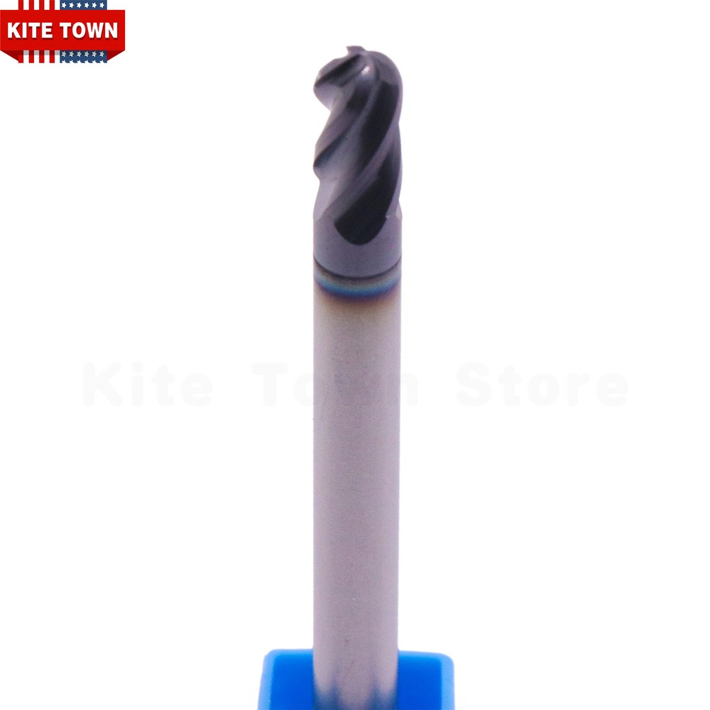 5pcs 4 Flute 3/16" Solid Carbide Ball Nose End Mill - Double End - AlTiN Coated