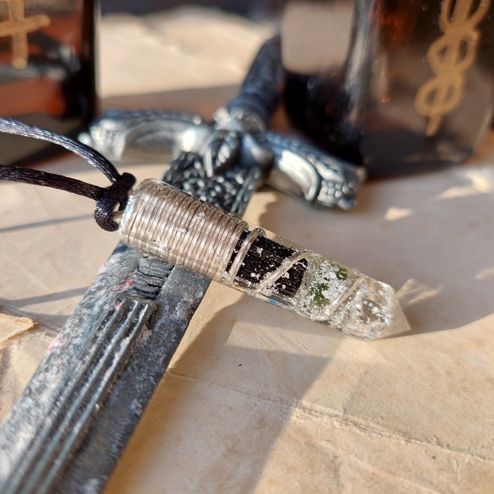 Orgonite orgone pendant, Most powerful combination, grounding effect and silver