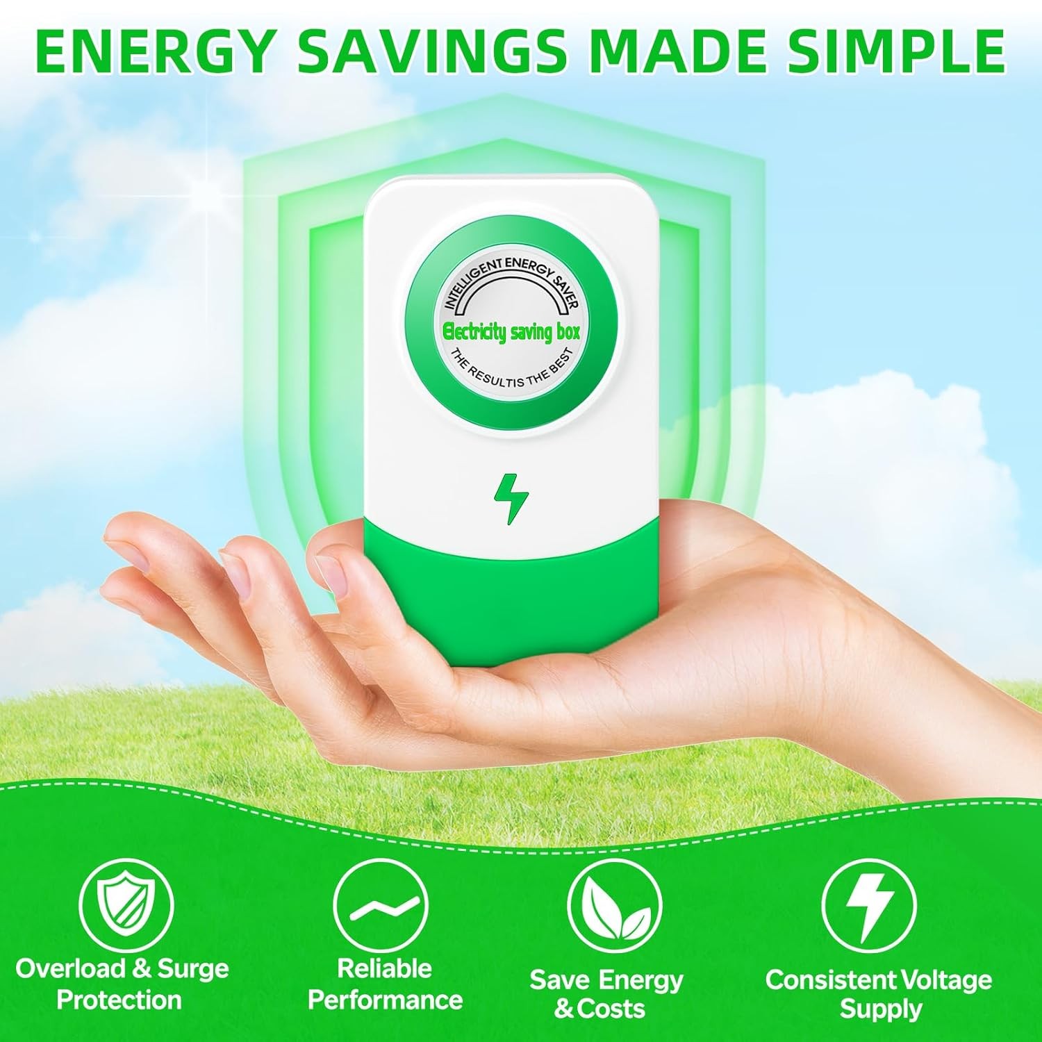 Plug-in Electricity Saver (2/4Pack): Energy Saving Box for Lower Bills