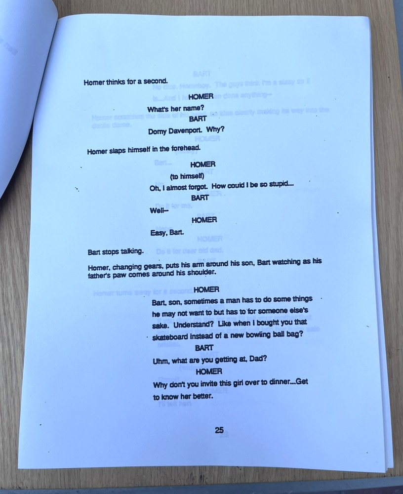 The Simpons Series Spec Unproduced Script Lot Bart Sells Out & First Girlfriend