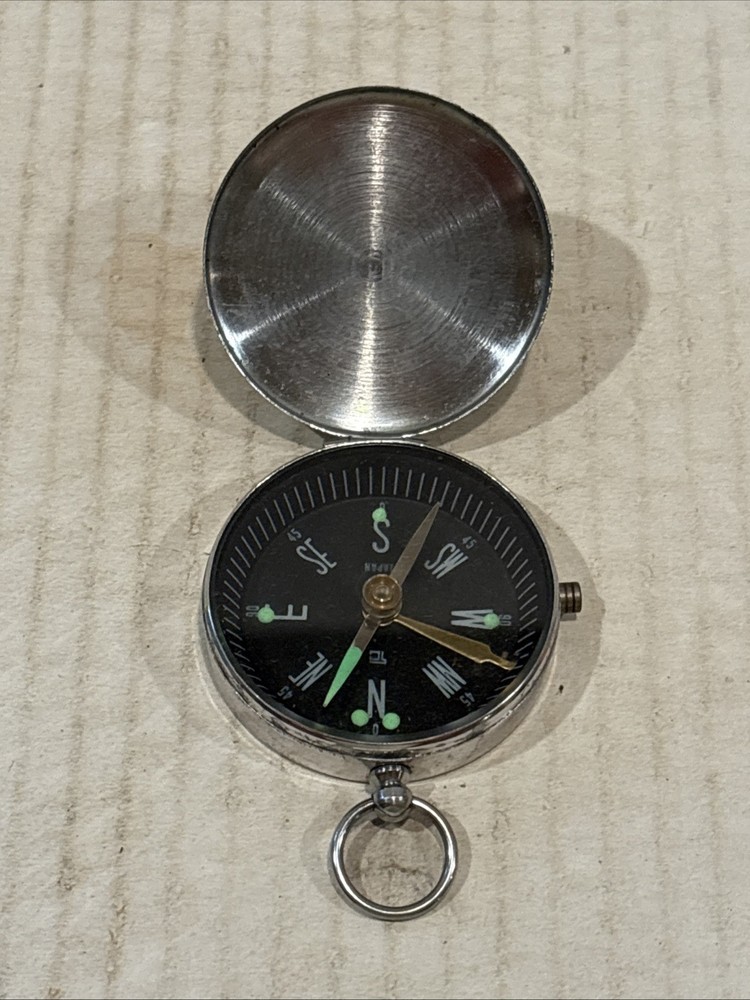 Vintage Pocket Compass Chrome Monogrammed “D”