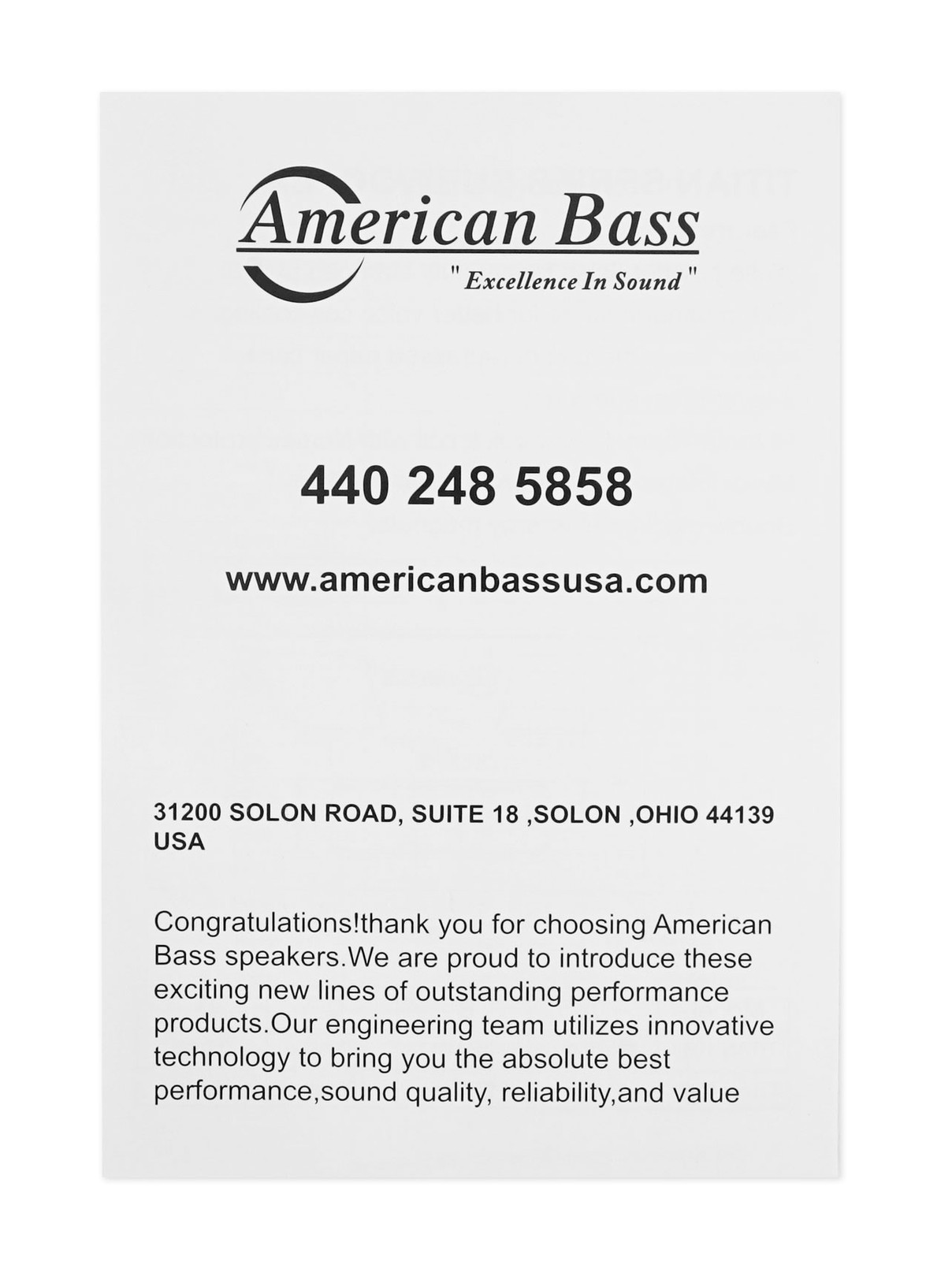 American Bass TITAN 1044 10" 1600w Peak/800w RMS Car Subwoofer w/ 3" voice coil