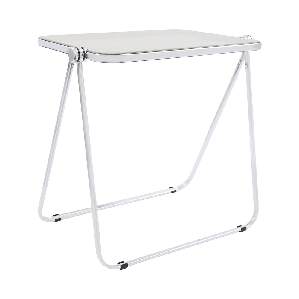 Clear Foldable Side Storage Table Tiny Desk For Home Office Small Computer Desk