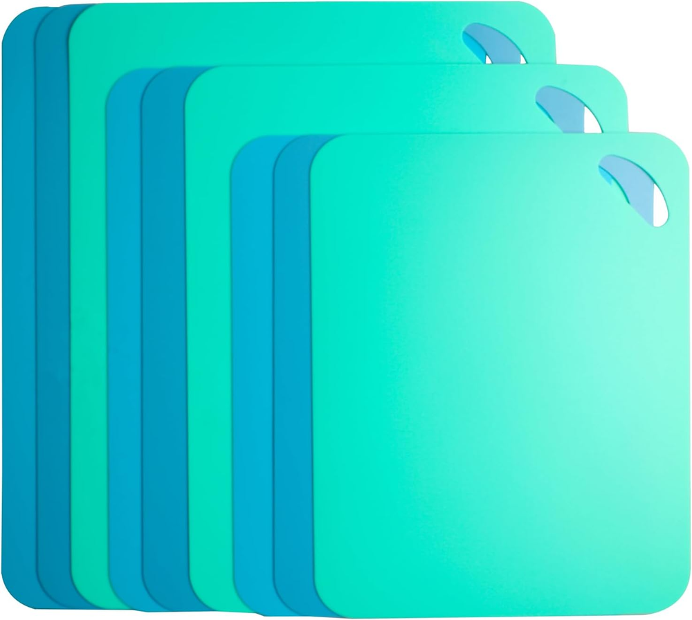 Plastic Flexible Cutting Mats for Kitchen, 3Pcs Color Coded Chopping Board Set,