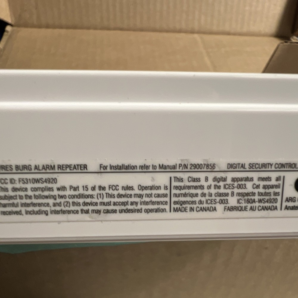DSC WS4920 Wireless Repeater with Transformer