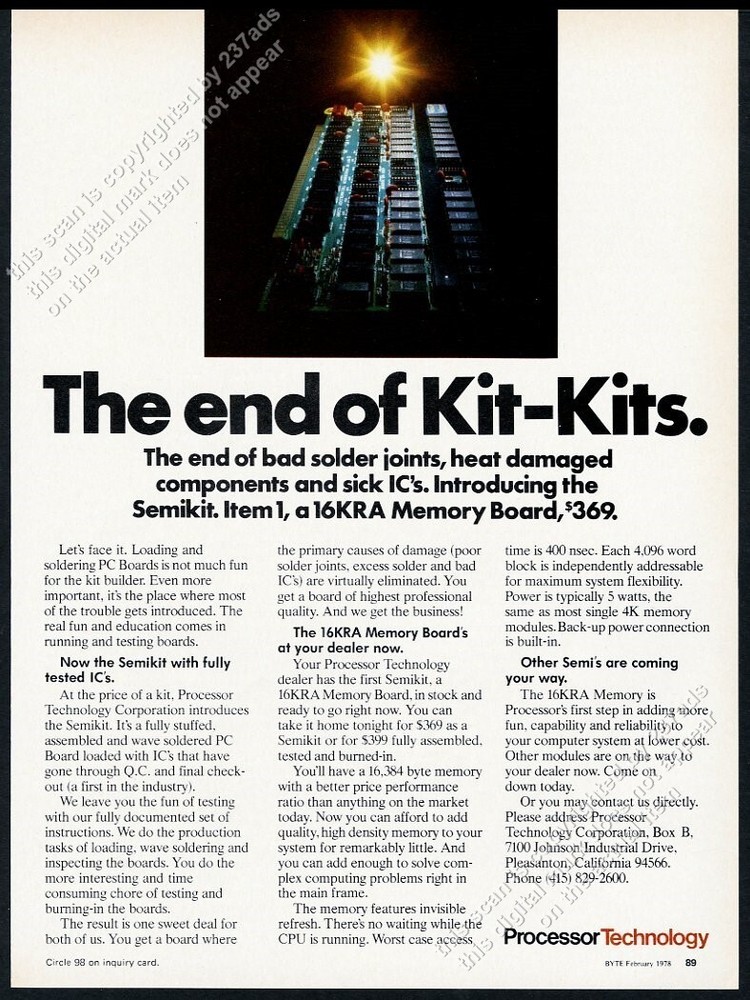 1978 Processor Technology Semikit computer photo vintage print ad