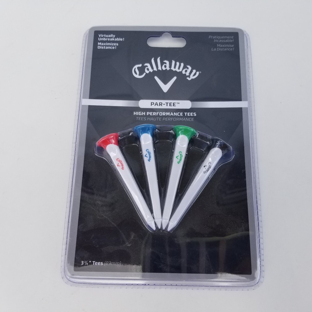 Callaway Par-Tee Plastic Golf Tees, White, 4 Pack