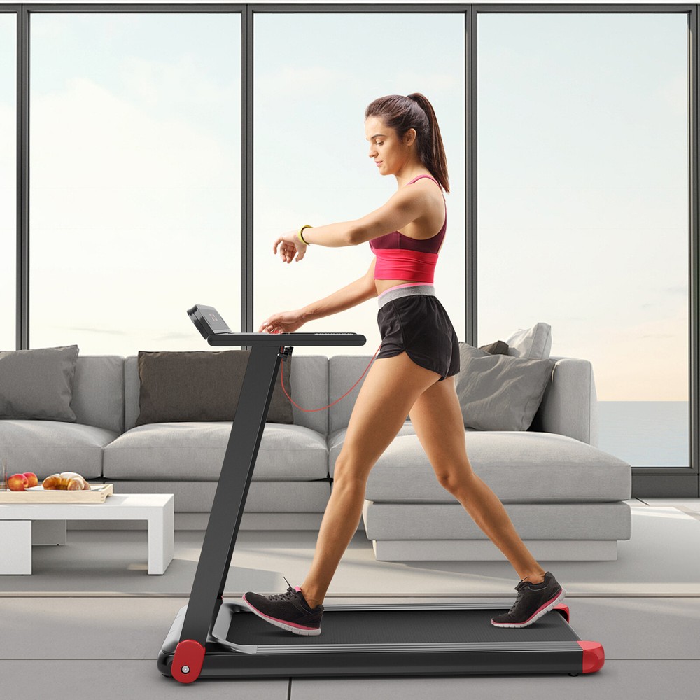 Folding Electric Treadmill Compact Walking Running Machine w/APP Control Speaker