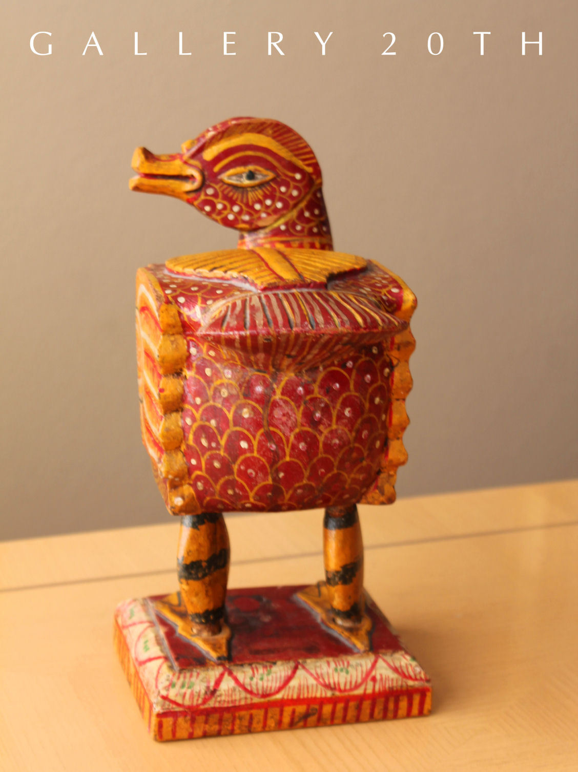 RARE! HINDU POLYCHROME BRAHMAN VAHANAM WOOD GOOSE! SCULPTURE VTG ORIG ART 30'S