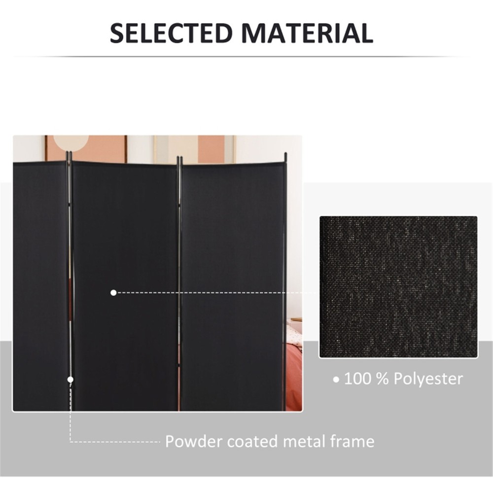 Privacy Screen Connected with Dual Directional Hinges Black