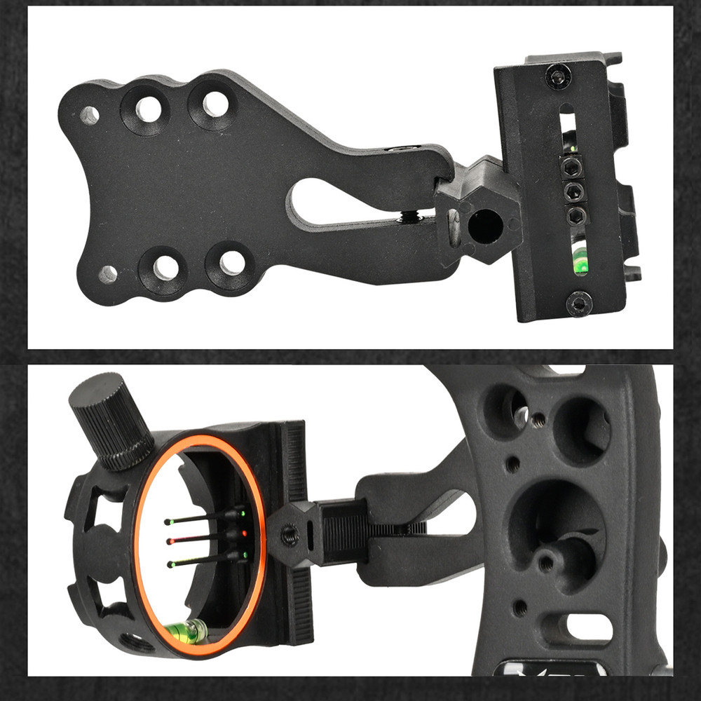 3 Pin Adjustable Archery Bow Sight with Level Bubble for Compound Recurve Bow